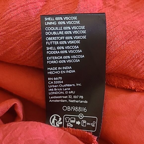 UO Kimchi Blue Ruby Wrap Dress V-Neck Ruffles Red Size L - Picture 12 of 15